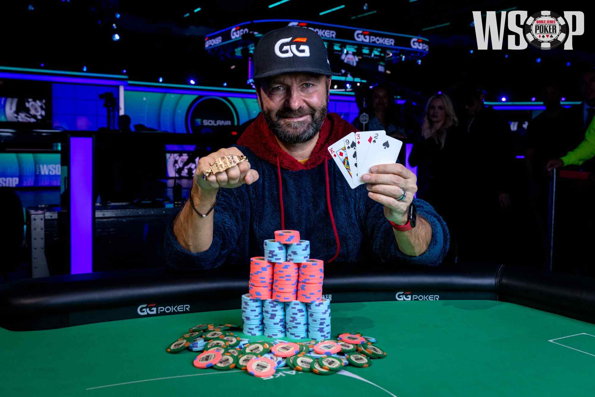 Daniel Negreanu after winning the 2026 World Series of Poker $100,000 Pot-Limit Omaha event. It was his eighth WSOP bracelet.